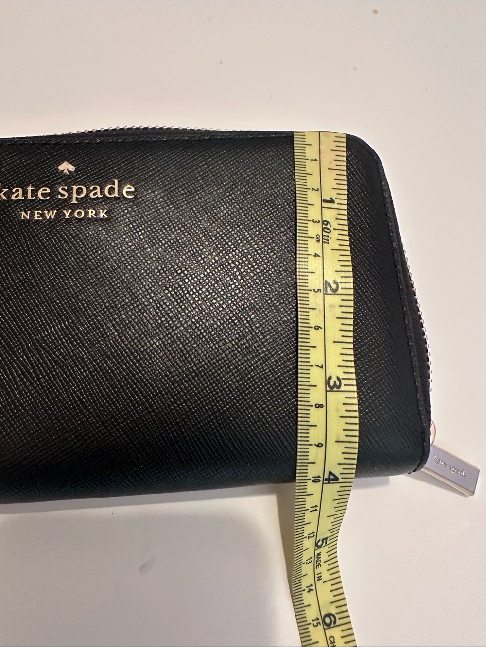 kate spade black saffiano zip-around wallet with gold logo - Picture 6 of 6